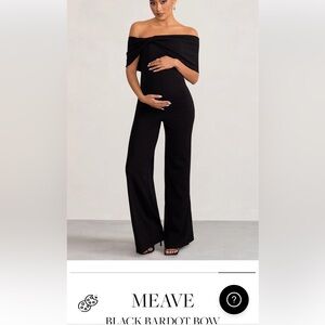 BLACK BARDOT BOW MATERNITY JUMPSUIT